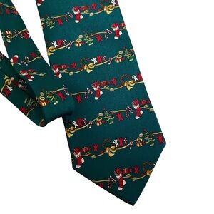 Tango by Max Raab Men’s Vintage silk green red Christmas Holiday neck Tie